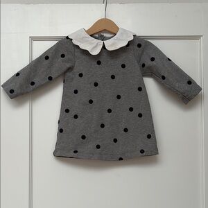 Jacadi Gray Polka Dot Kids Dress with White Collar